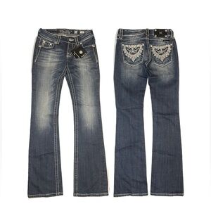 Miss Me Size 26 Embroidered Pocket Bootcut Jeans